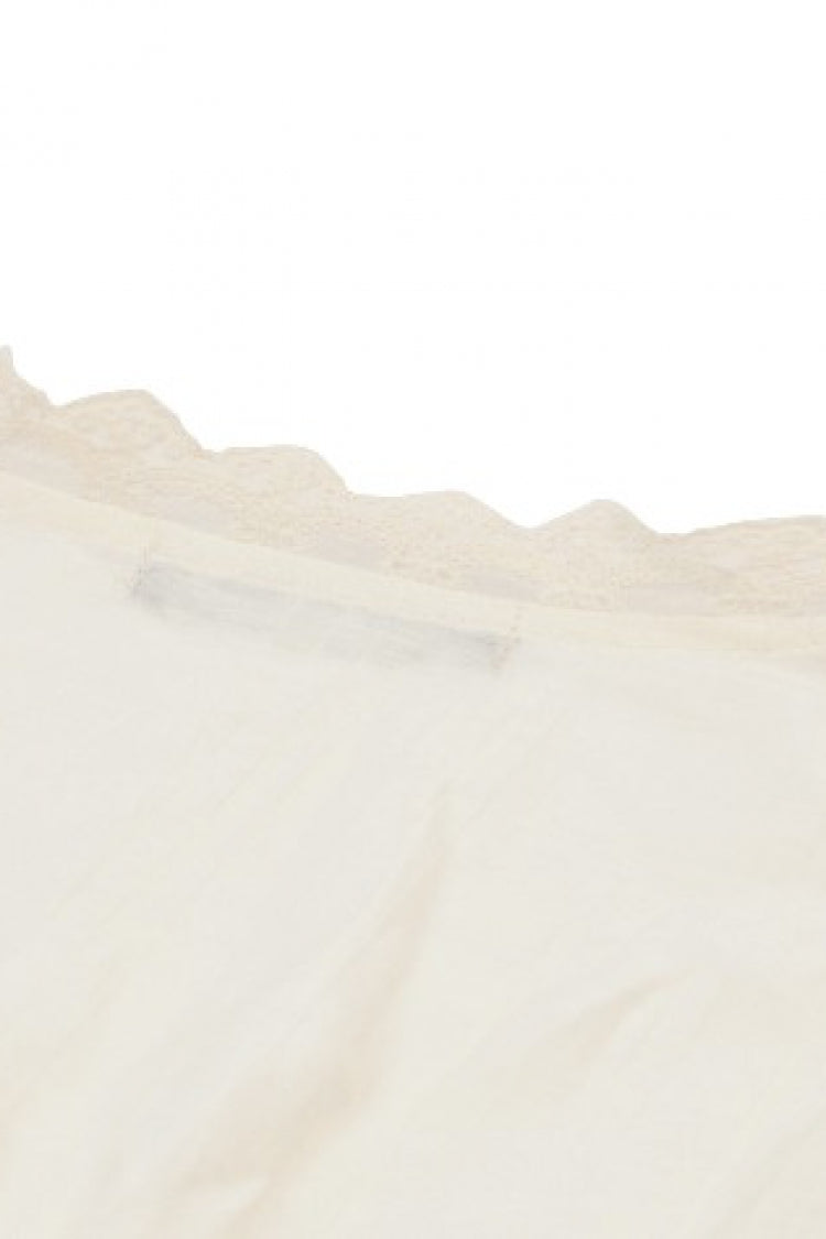 Steampunk Women's Blouse with Trumpet Sleeves & Layered Lace-Up in Cream