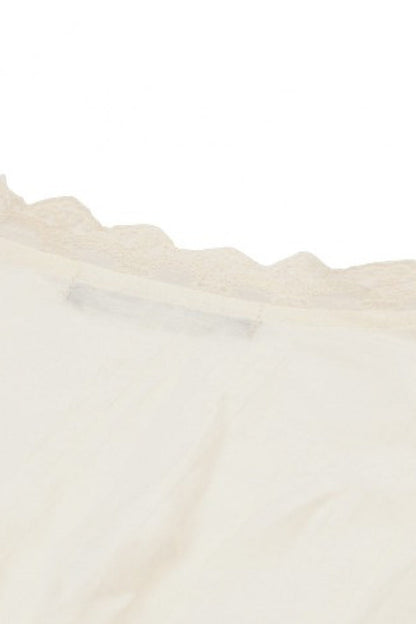 Steampunk Women's Blouse with Trumpet Sleeves & Layered Lace-Up in Cream