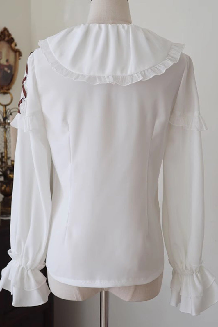 Ivory Lace-Trimmed Doll Collar Long-Sleeve Lolita Top