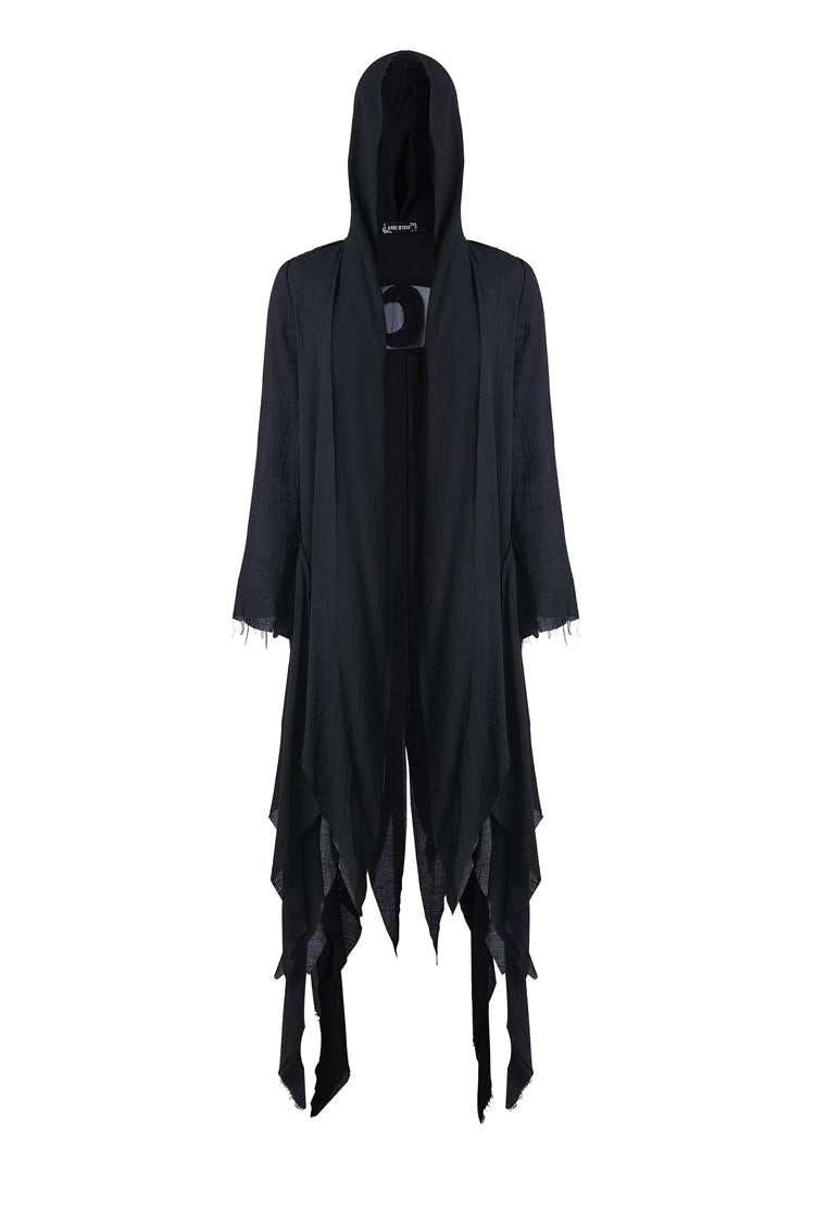 Ebony Long-Sleeve Grunge Vintage Hooded Gothic Coat