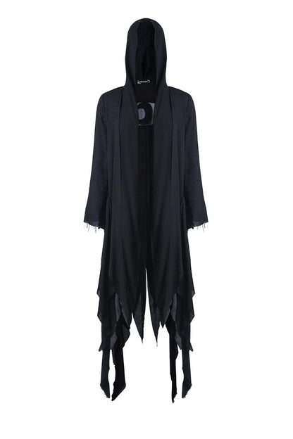 Ebony Long-Sleeve Grunge Vintage Hooded Gothic Coat