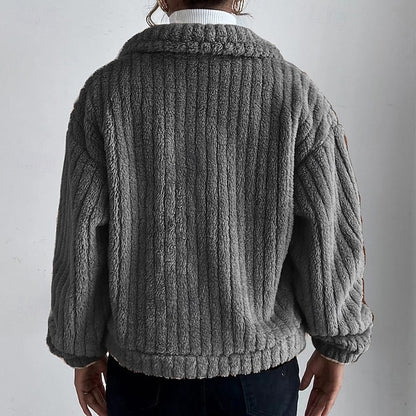 Comfortable Buttons Women's Coat Plain Warm Casual Teddy