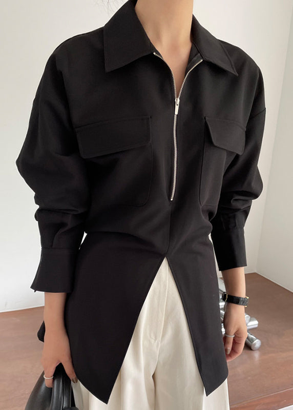 Modern Blouses Spring White Up Side Zip Open