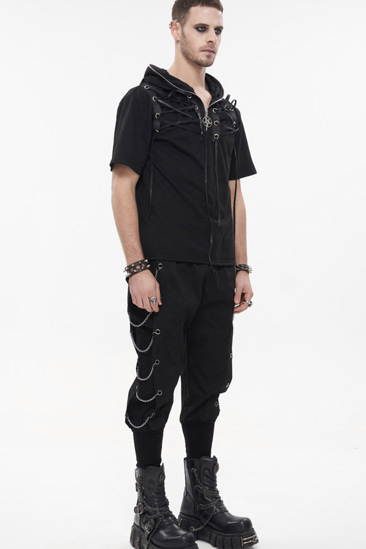 Jet Black Metal-Link Pocket Harem Trousers