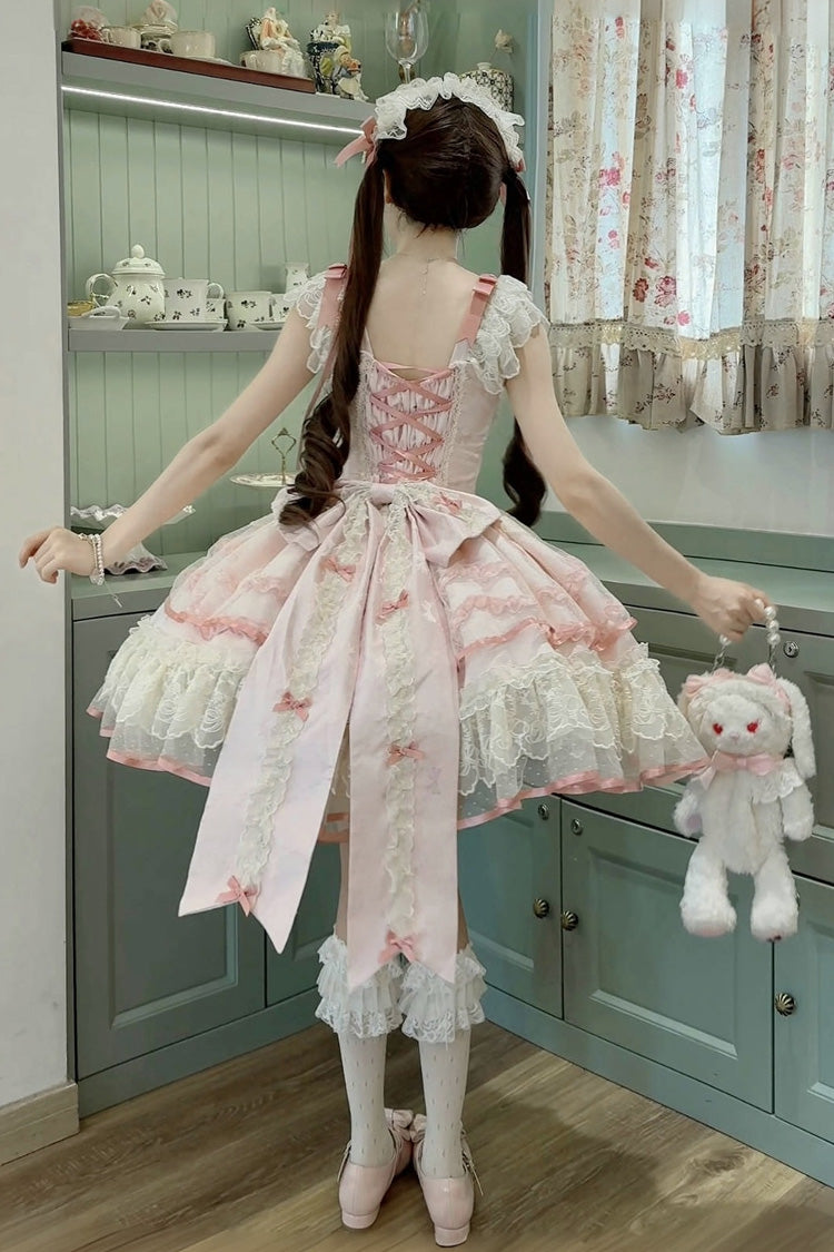 Blush Jacquard Ruffled Lace Princess JSK with Bow