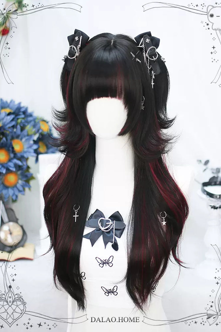 Crimson & Obsidian Slightly Curly Long Sweet Lolita Wigs
