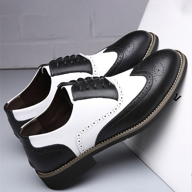 Men's in White Oxford Brogue Shoes Two-Tone Wingtip