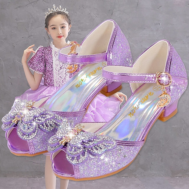 Shoes Glitter Princess Sparkly Bowknot Girls' Silver –