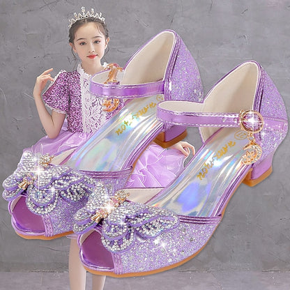 Shoes Glitter Princess Sparkly Bowknot Girls' Silver –