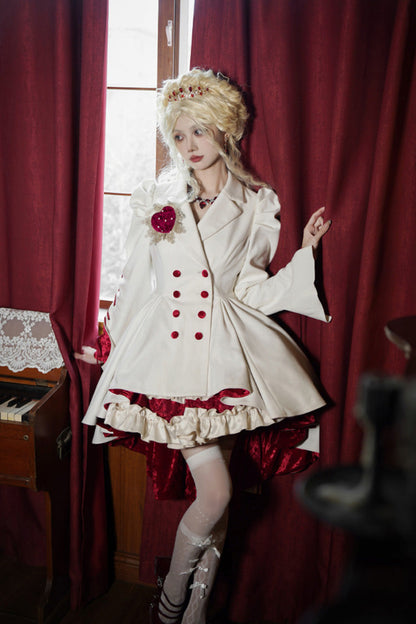 Ivory Asymmetric Double-Breasted Gothic Tailcoat