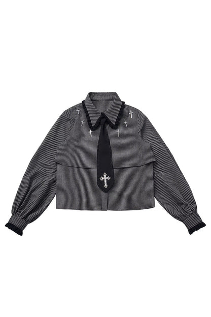 Ebony Printed Ruffled Asymmetric Chain Skirt Set - Hymn of the Cross