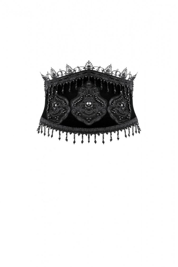 Royal Velvet Gothic Waist Cincher with Beaded Tassels