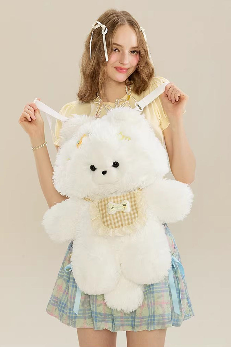 Ivory Cute Samoyed Plush Dog Backpack for Lolita Style