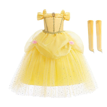 dress Princess Flower Belle Girl Tulle Girls' Dress