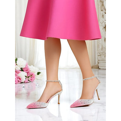 Slingback Gradient Heels Women's Crystal with - Stiletto