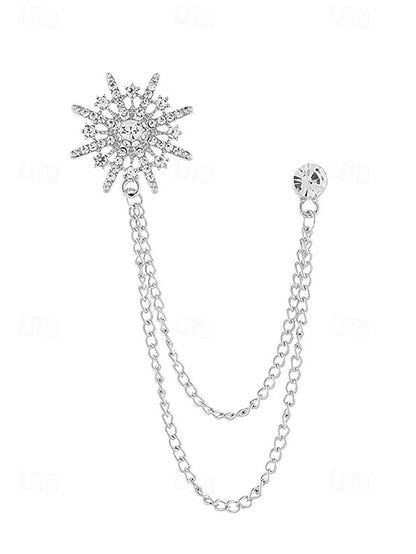 Crystal Gold with Star Elegant Stylish Chains Lapel Pin –