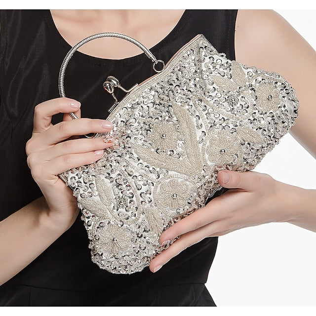 Evening White Clutch Beaded – Vintage Purse Women's