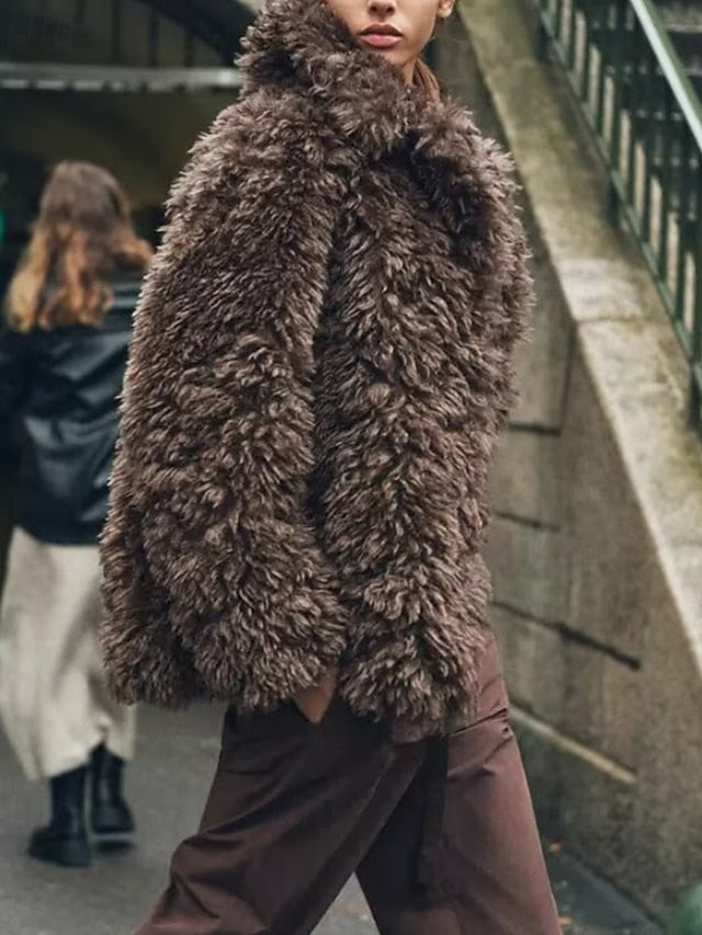 Fur Women's Comfortable Warm Coat Furs Faux Teddy