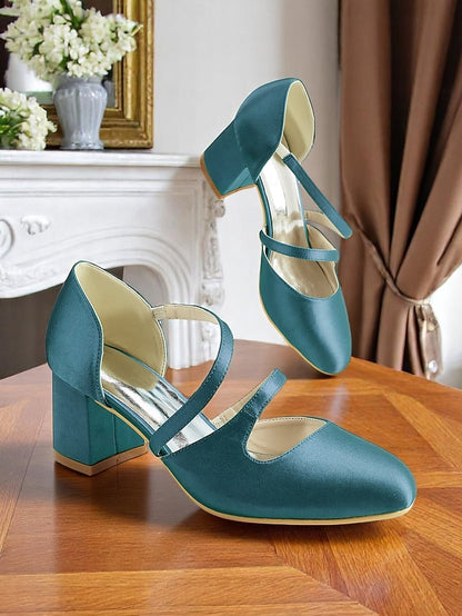Green Women's Heels Satin – Jane Mary Elegant 1950s Block