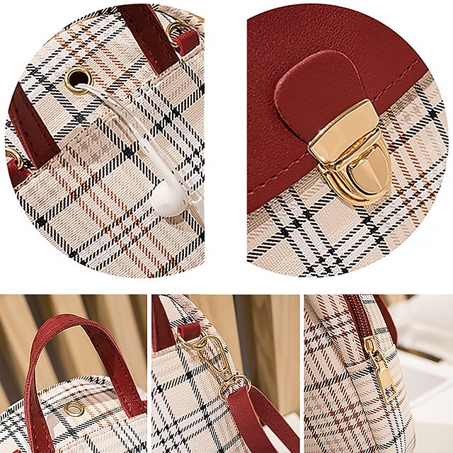 Leather Backpack Mini Buckle – with and Stylish Plaid Flap