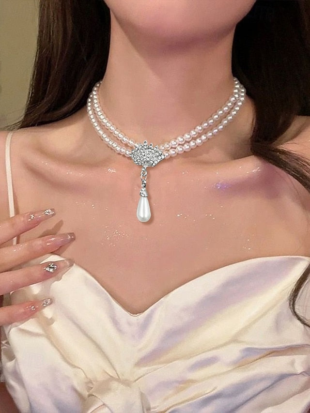 Jewelry Necklace – Set Double-Layer Elegant Bridal Pearl
