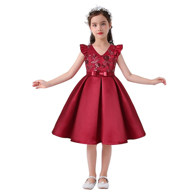 Color Kids Party Dress Sleeveless Solid Formal Girls'
