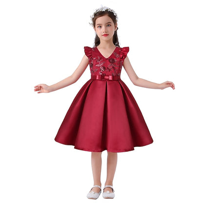 Color Kids Party Dress Sleeveless Solid Formal Girls'