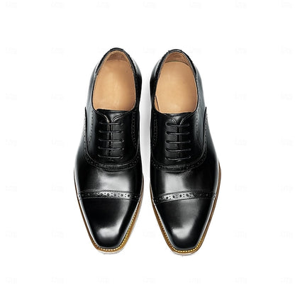 with Leather Men's Light Genuine Brown Oxford Shoes Wingtip