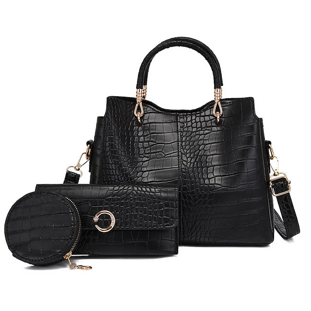 Set Leather Purse Going Bag PU Pcs Office 3 Women's out