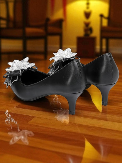 Low Heel Wedding with Women's Shoes Crystal White Bow