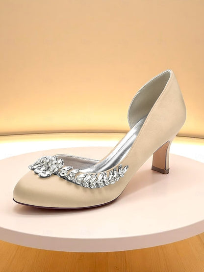 Kitten Round Women's Heels Heel Silver - Satin Low Toe