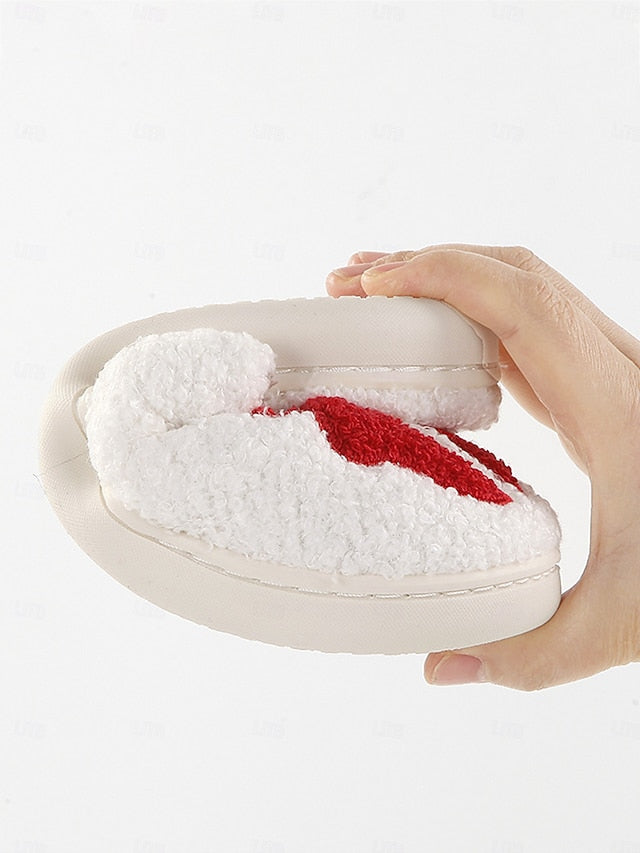 Bowknot - White Red Women's and Design Soft with Slippers