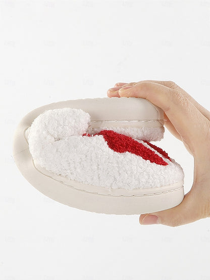 Bowknot - White Red Women's and Design Soft with Slippers