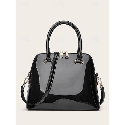 - Patent Green Women's Elegant Bag Shiny Leather Tote