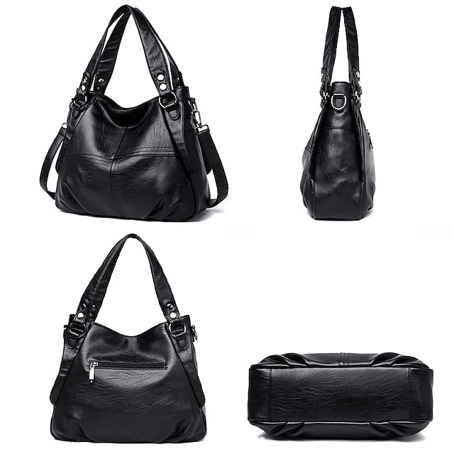 Women's Faux Leather – Burgundy Bag Large Shoulder