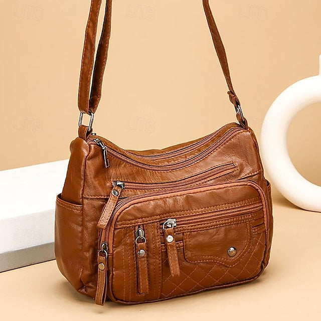 Faux Multiple Quilted with Women's Crossbody Bag Leather