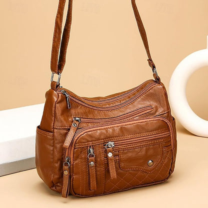 Bag Women's Faux Multiple Leather with Quilted Crossbody