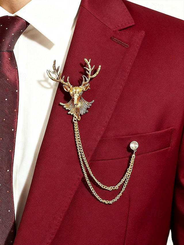 Men's with Lapel Pin Christmas Brooch Deer