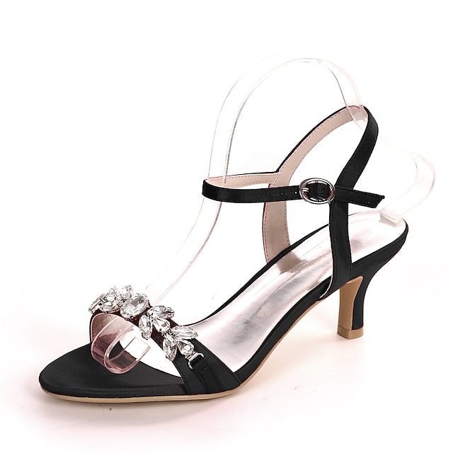 Women's Elegant Silver Rhinestone – Sandals Heeled