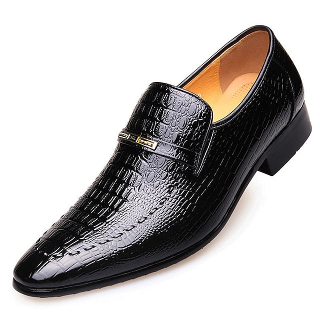 Loafers Crocodile Leather Faux Men's Brown Pattern -