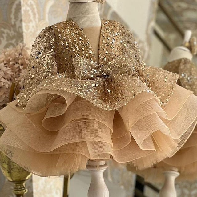 Girls' Kids Solid Color Dress Sleeve 3/4 Party Length