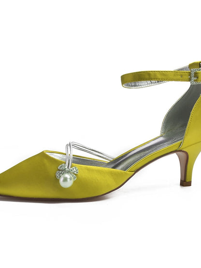 Dark Heels Blue Women's with Satin and Pearl Kitten