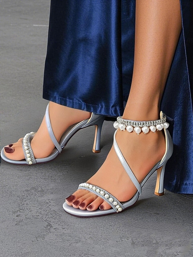 Satin Party Ankle Chic – Strap Pink Pointed-Toe Heels