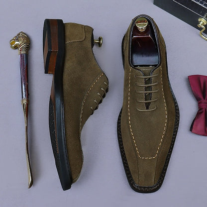 - Classic Cowhide Genuine Leather Shoes Men's Derby Suede