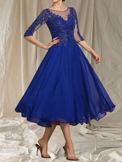 Neck A-Line Mother Bride Guest Crew the Elegant Wedding Dress of