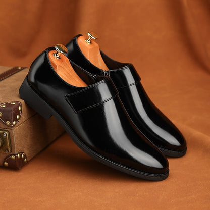 Leather Loafers Shoes Brown Slip-On Business Men's