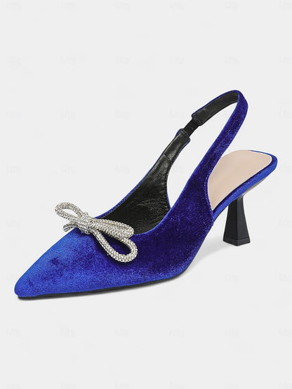 Cocktail Toe – Women's Heels Velvet Pointed Slingback