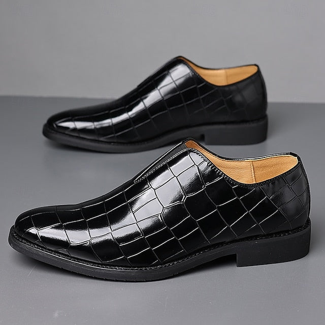 Slip-On Pattern Burgundy Men's Crocodile Shoes –