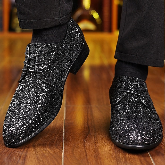 – Shoes Purple Bold Statement Lace-up Glitter Party Men's