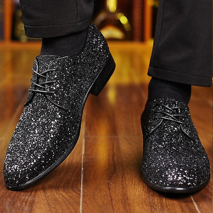 – Shoes Purple Bold Statement Lace-up Glitter Party Men's